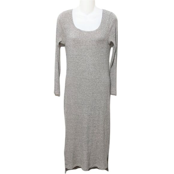 Anthropologie PURE + GOOD Ribbed Scoop Neck High Low Midi Dress - Picture 2 of 10